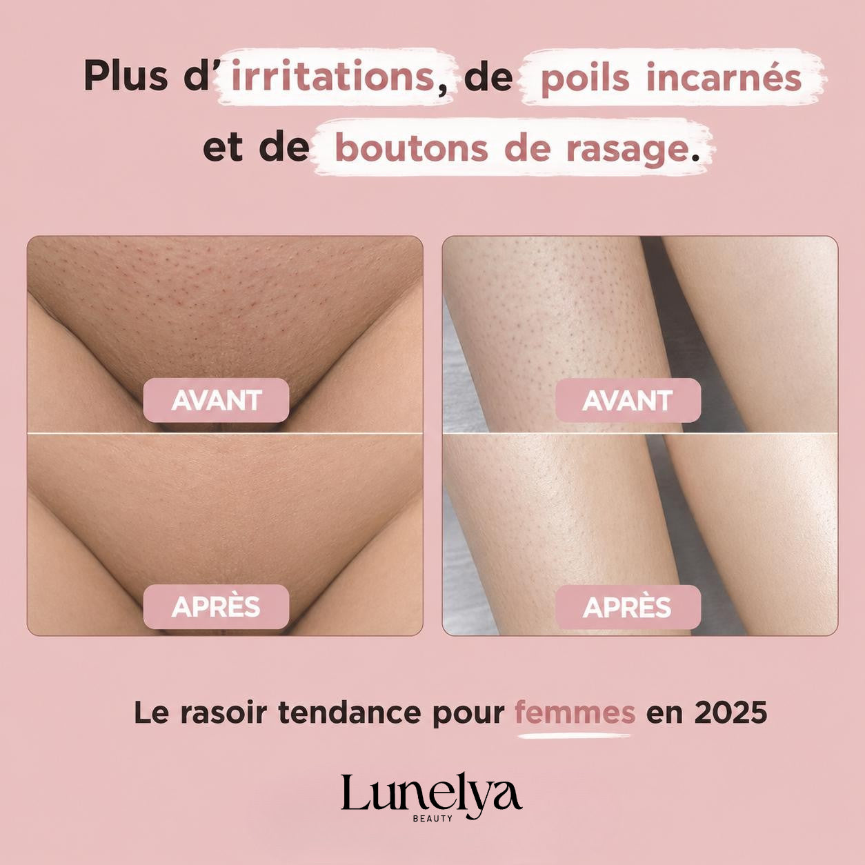Rasoir Intime Femme Lunelya™ — Peau Lisse, Zéro Irritation