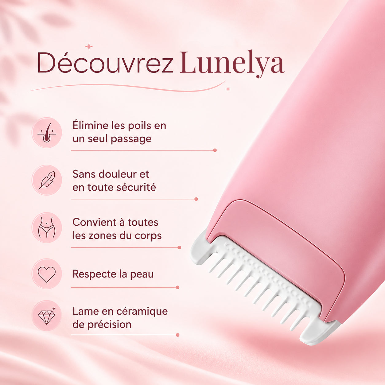 Rasoir Intime Femme Lunelya™ — Peau Lisse, Zéro Irritation
